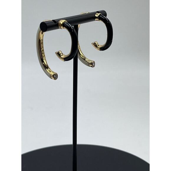 DEMARSON Luna Black Cream Half Hoop Front Back Resin Versatile Earrings - Picture 6 of 13